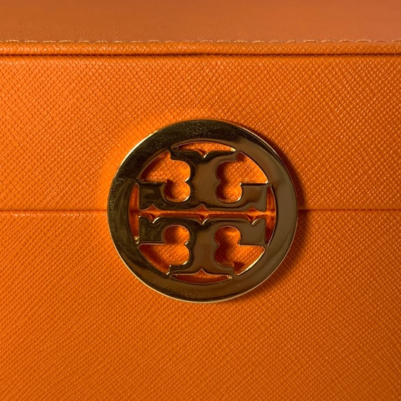 Tory Burch Orange & Gold Leather Storage Box - Picture 3 of 13